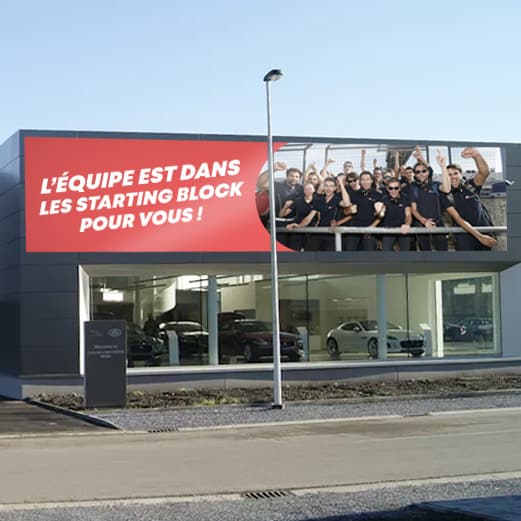 Bache signalétique équipe garage starting block