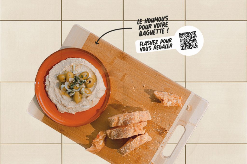 Autocollant de sol avec qr code houmous