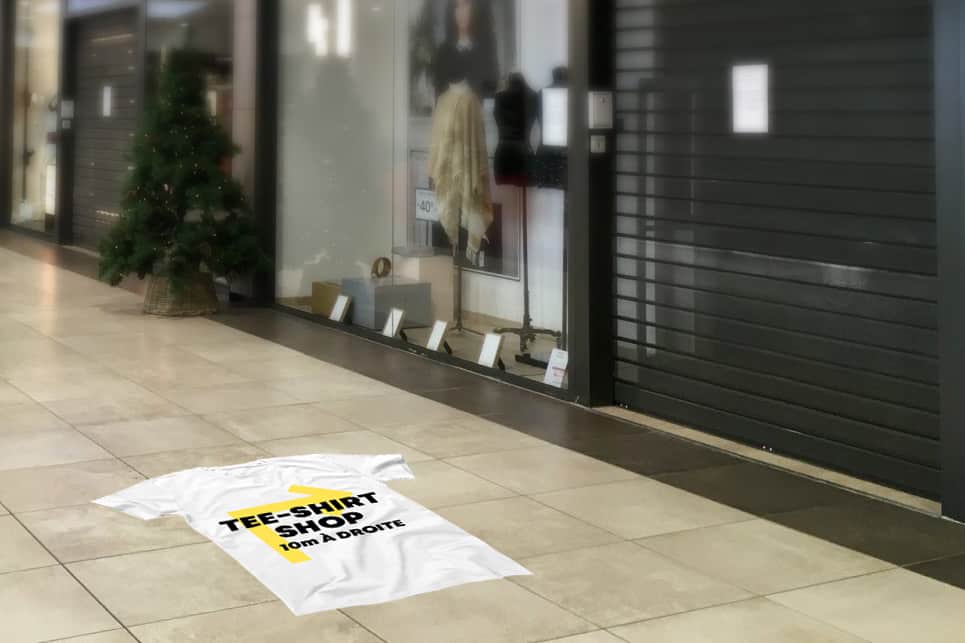 Signalétique forme tee-shirt sticker de sol